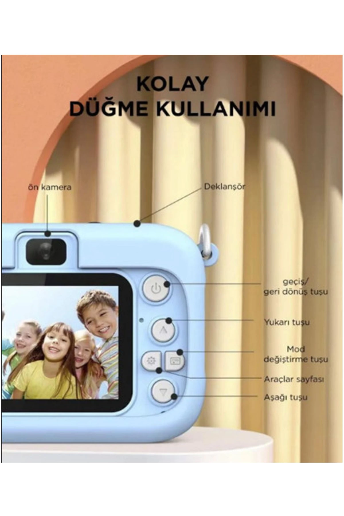 Mini 1080p Hd Çocuk Kamera Dijital Fotoğraf Makinesi 2.0 Inç Ekran 5 Adet Oyun Mor