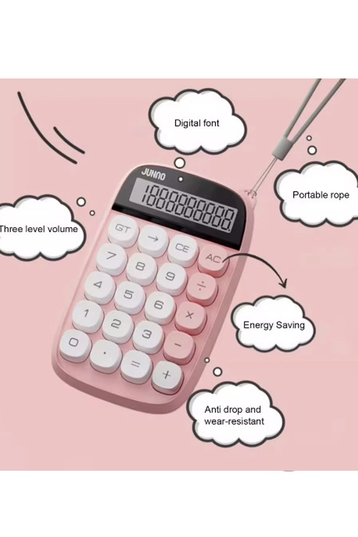 Sevimli Kare Tuşlu 10 Haneli Ldc Ekran Hesap Makinası Yeşil