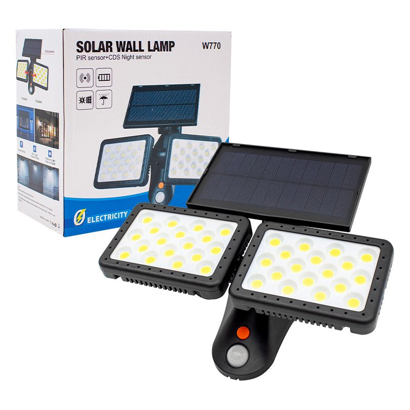 W770B SENSÖRLÜ 36 COB LEDLİ SOLAR AYDINLATMALI DUVAR LAMBASI (4620)