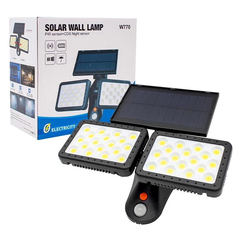 W770b Sensörlü 36 Cob Ledli Solar Aydınlatmalı Duvar Lambası