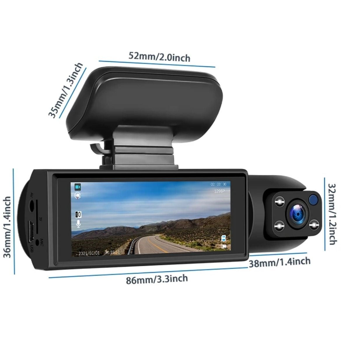 WiFi Destekli Araç İçi &amp;amp; Dışı Çift Kameralı Dikiz Aynası Kamera