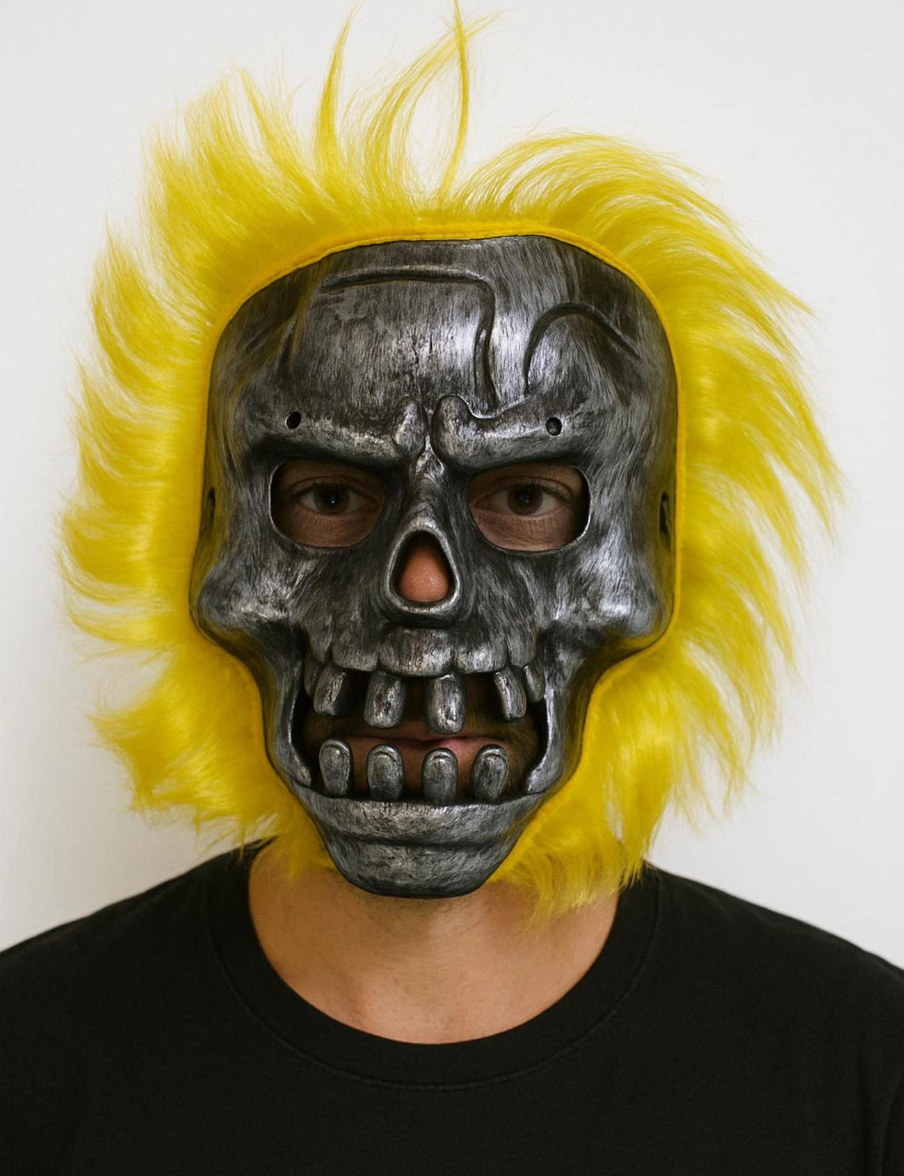 Wild Skull - Metal Kafatası Sarı Saçlı İskelet Maske