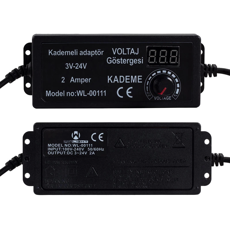 Wınlıght Wl-00111 3 Volt - 24 Volt - 2 Amper 5.5*2.5 Uçlu Dıgıtal Ekranlı Ayarlı Kademeli Adaptör