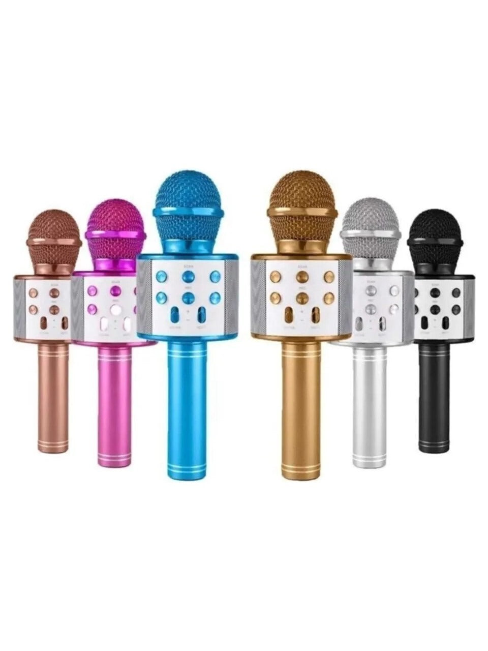 WİRELESS MİKROFON KARAOKE - HOPARLÖR USB ŞARJLI USB - TF - AUX RENKLİ KROM KAPLAMA PİL:800mAh - DC
