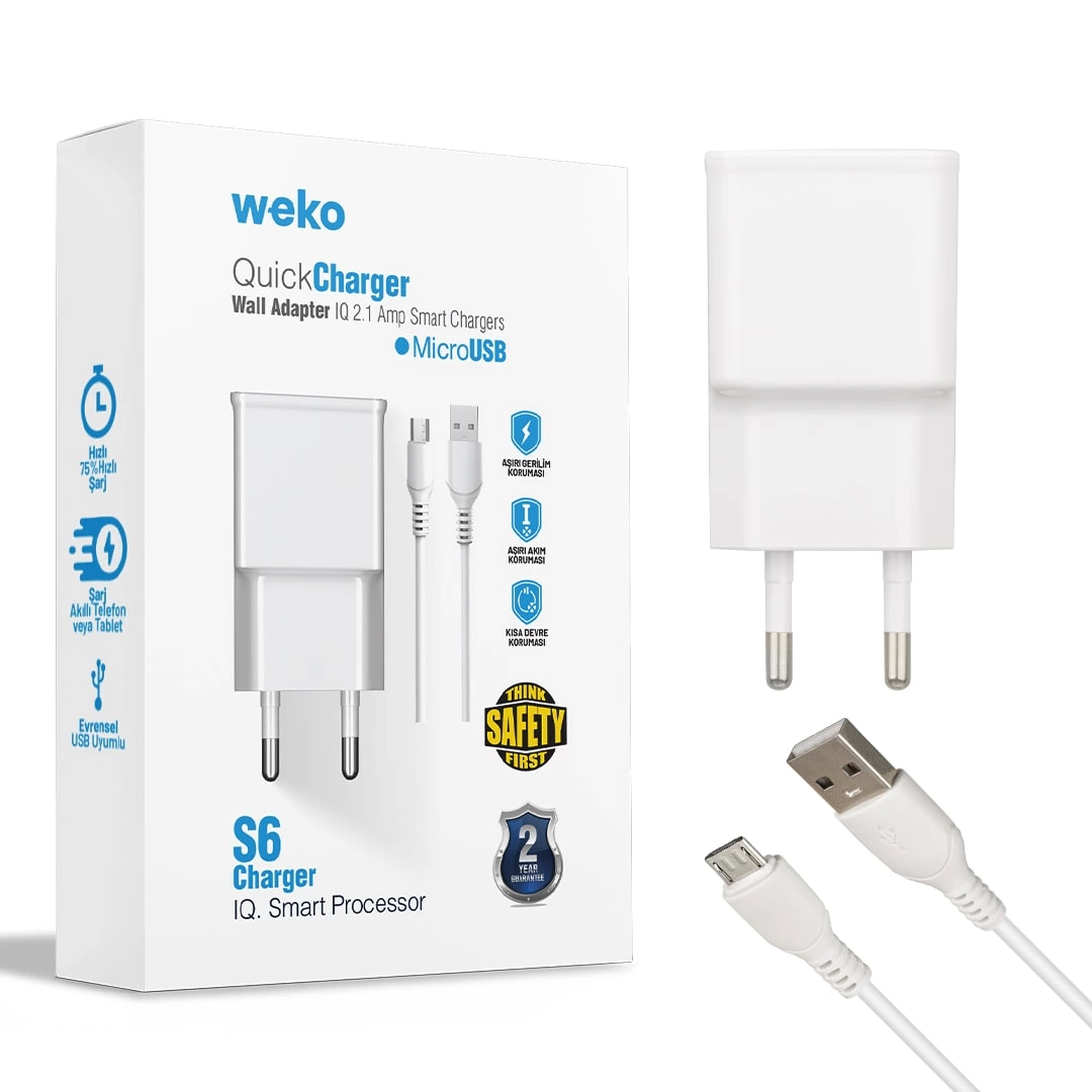 Wk-21434 S6 2.1 Amper Şarj Başlık Adaptörü + Mıcro Usb Kablono:3