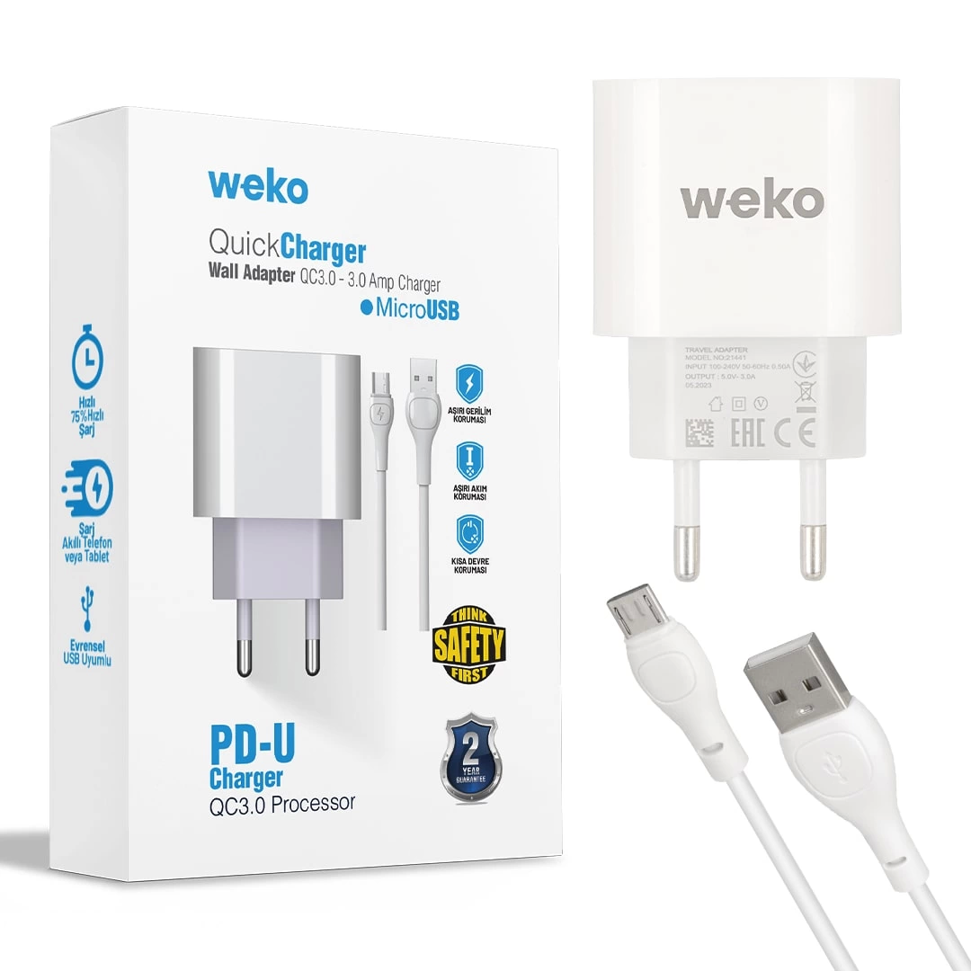 Wk-21441 Pdu Qc 3.0 Amper Şarj Başlık Adaptörü + Mıcro Usb Kablo No:1