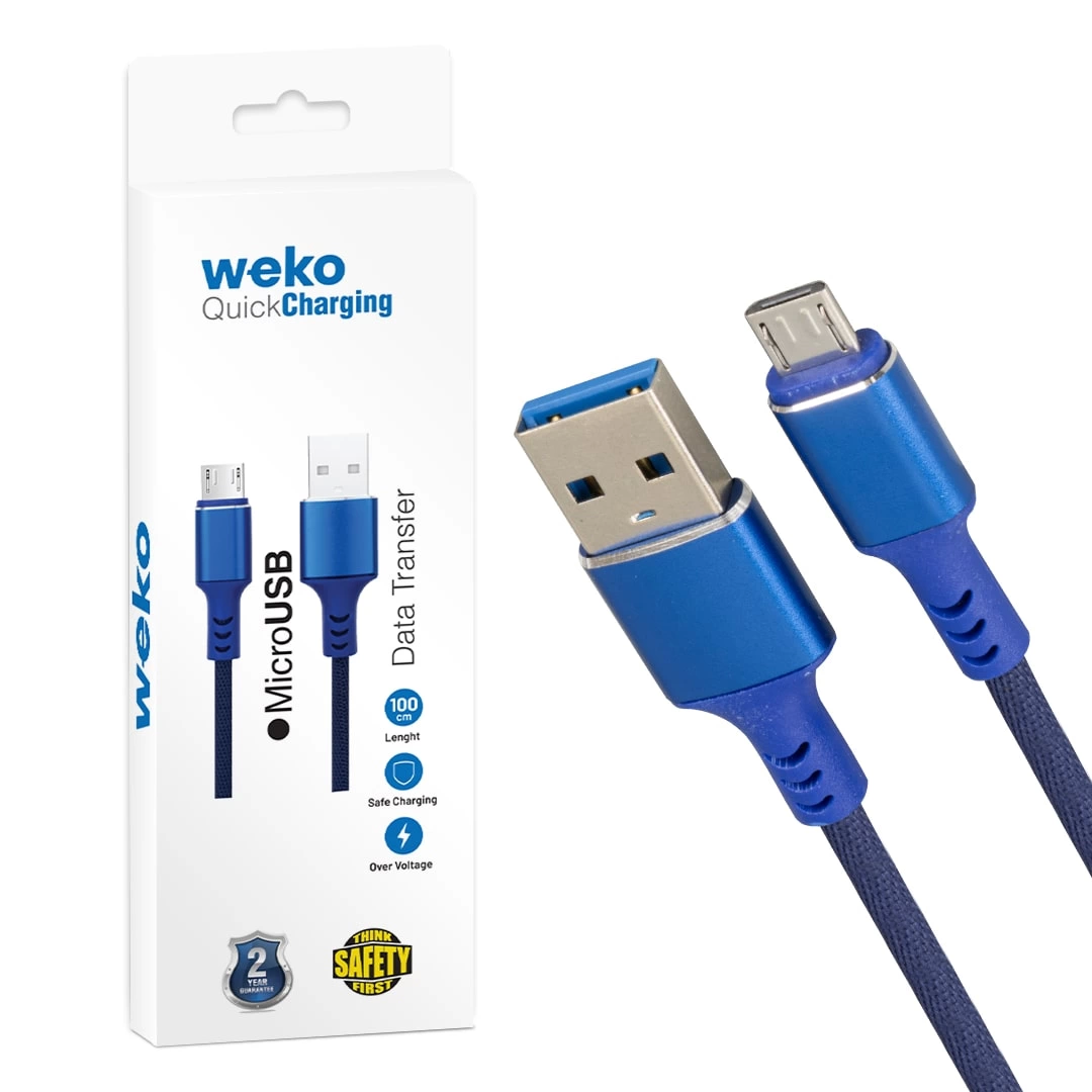 Wk-22023 Usb To Mıcro Usb Örgülü Lacivert 1 Mt Şarj Kablosu No:14