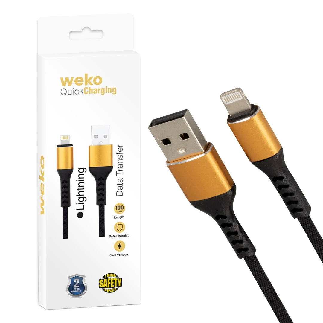 Wk-22025 Usb To Lıghtnıng Örgülü Siyah 1 Mt Şarj Kablosu No:14