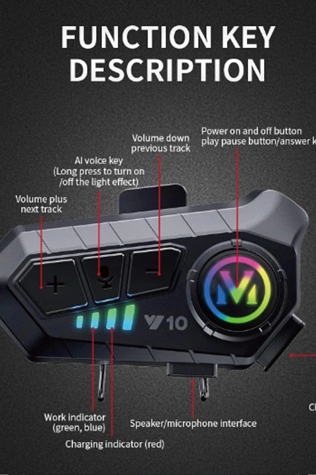 Y10 Kask Kulaklık Bluetooth Motosiklet Kulaklık 5,3 Bluetooth Intercom Motorsiklet Kulaklık