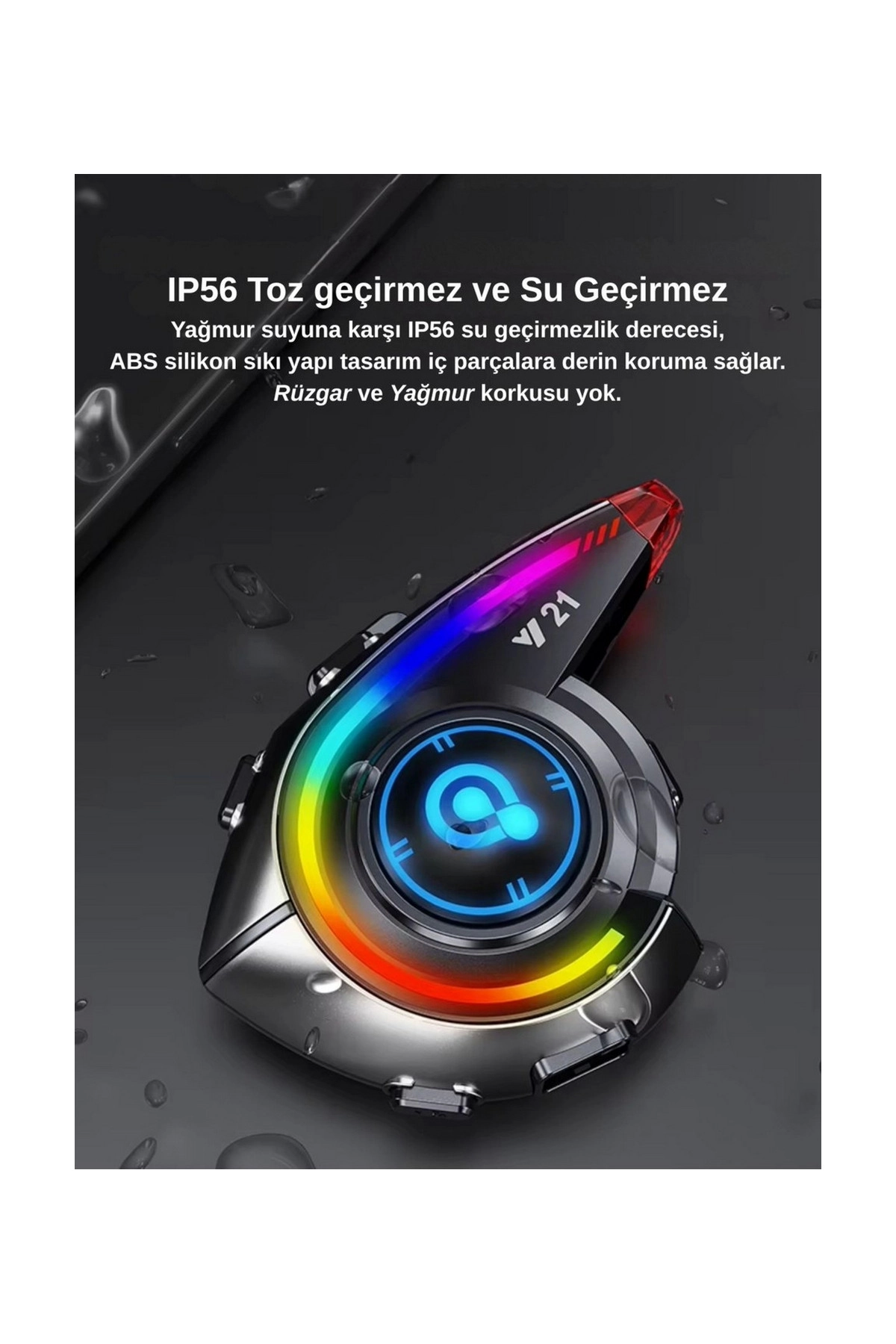 Y21 Rgb Işık Efektli Intercom Bluetooth Motosiklet Kask Kulaklığı Intercom Kulaklık