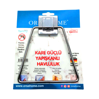 YAPIŞKANLI KARE ASKILI ÜÇGEN - METAL HAVLULUK ASKI (4620)