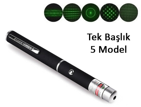 Yeşil Lazer Pointer 500 mW 15 Km Etkili (Tek Başlık 5 Model) (4620)