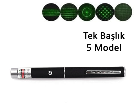 Yeşil Lazer Pointer 500 mW 15 Km Etkili (Tek Başlık 5 Model) (4620)