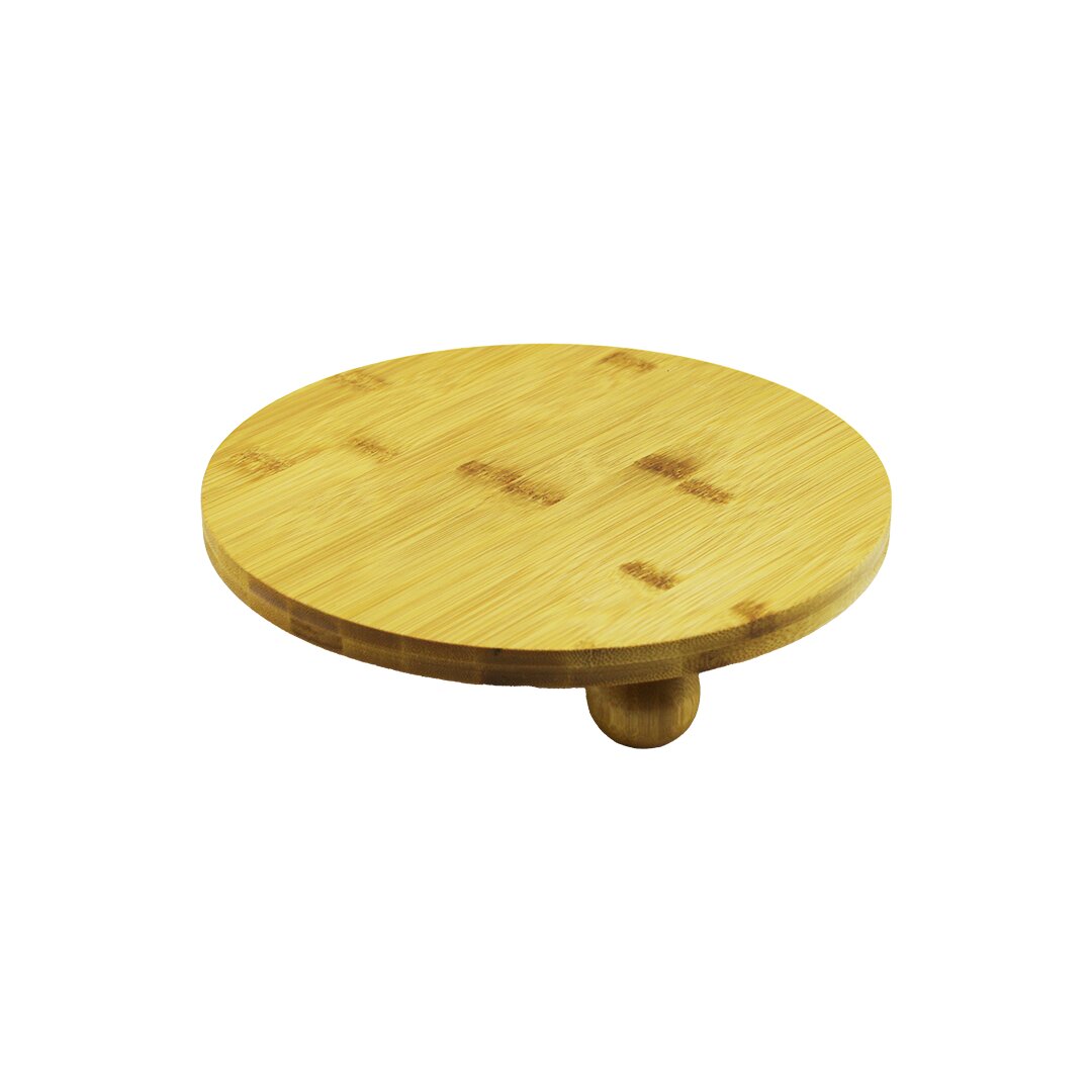 Yuvarlak 24.5cm 3 Mi̇ni̇ Top Ayakli Ahşap Bambu Sunum Tepsi̇si̇ - Mi̇ni̇ Sofra