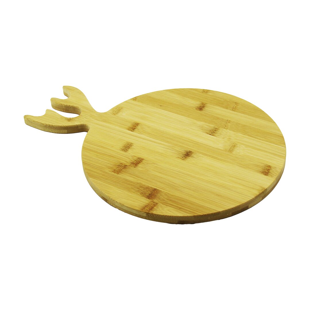 Yuvarlak 28cm Ahşap Bambu Kesi̇m Panosu Geyi̇k Boynuz Fi̇gür Sapli