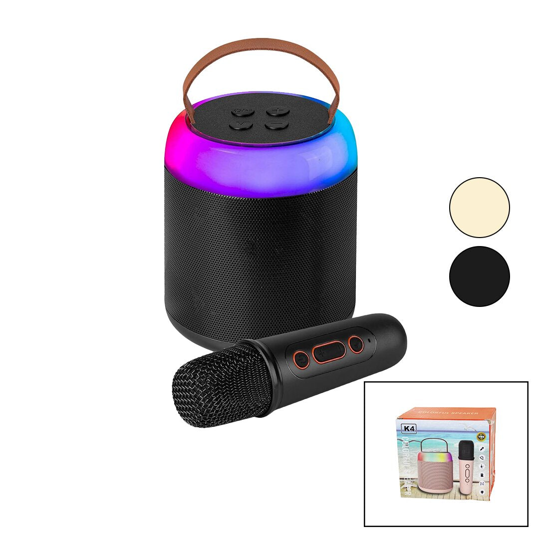 Mikrofonlu Dairəvi Karaoke Bluetooth Simsiz Dinamik - Dinamik USB Doldurulan - İşıqlı