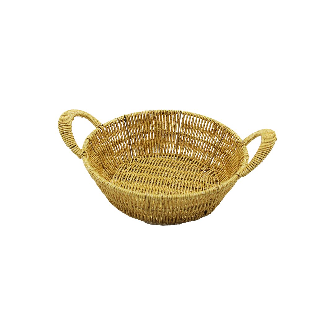 Yuvarlak Plasti̇k Hasir Ekmek - çok Amaçli Sepet Kulplu - Metal İskelet Taban:18cm - Ağiz:24cm Deri̇nli̇k:8cm