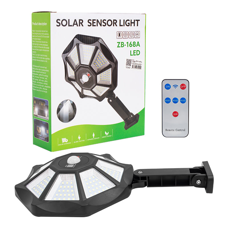 Zb-168a Kumandali 3 Kademeli̇ 168 Smd Ledli̇ Sensörlü Beyaz Solar Aydinlatma