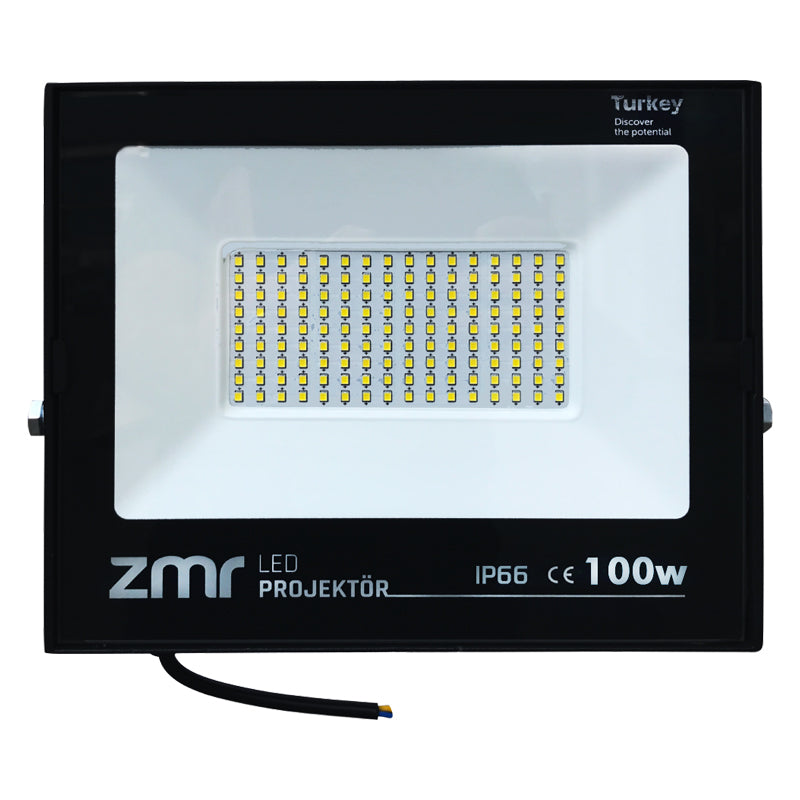 ZMR 100 WATT BEYAZ 6500K IP66 150* IŞIK AÇISI 220 VOLT SİYAH SLİM KASA LED PROJEKTÖR (4620)